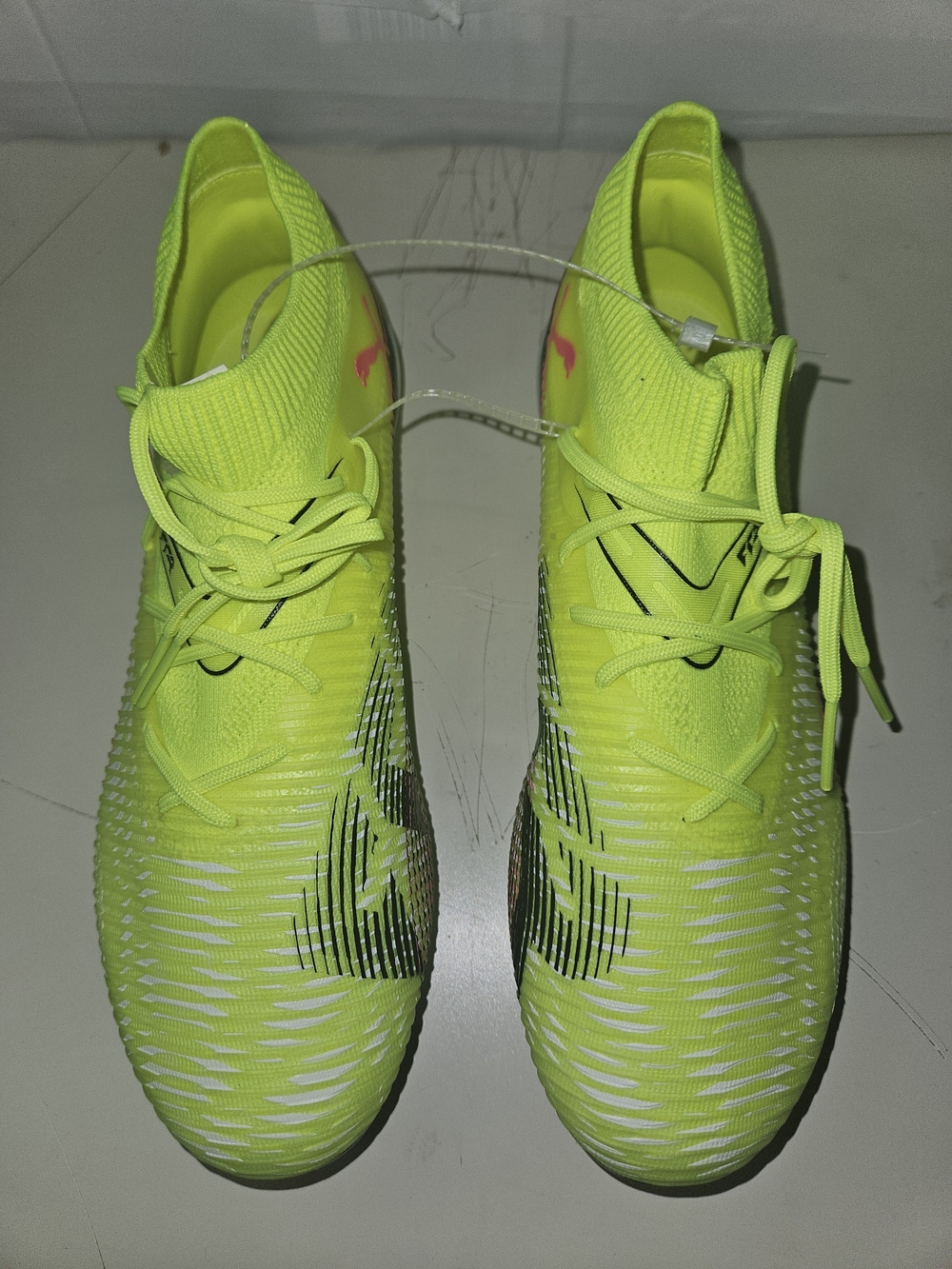 Puma Neon Yellow Athletic Shoes with Pink Logo